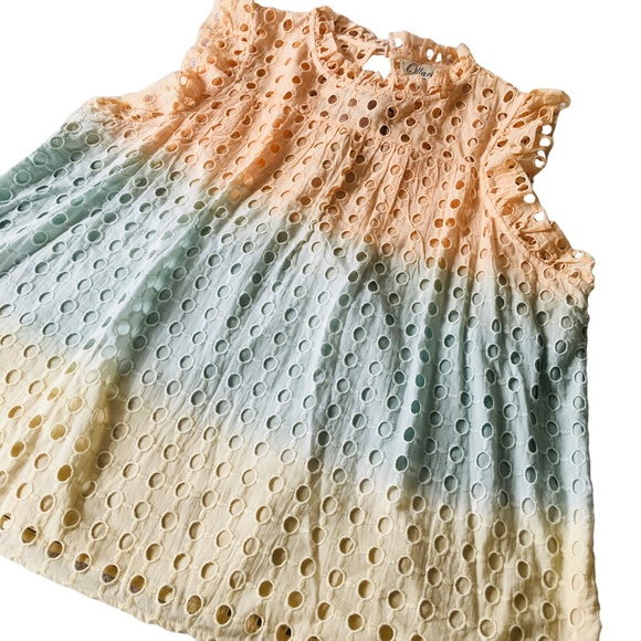 Ollari Ruffled Eyelet Tank Blouse Shirt XL Anthropologie - Picture 3 of 13